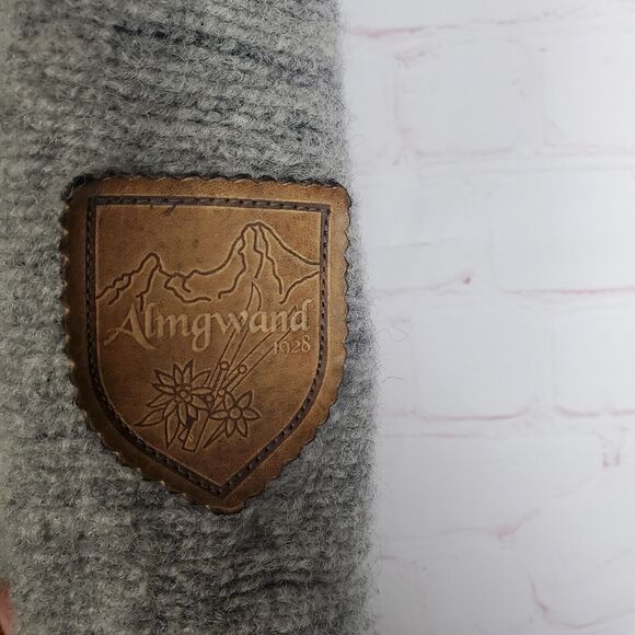 Almgwand Full Zip 100% Wool Jacket Mens GER 52 US L/XL Gray Elbow Patches READ - Picture 12 of 16